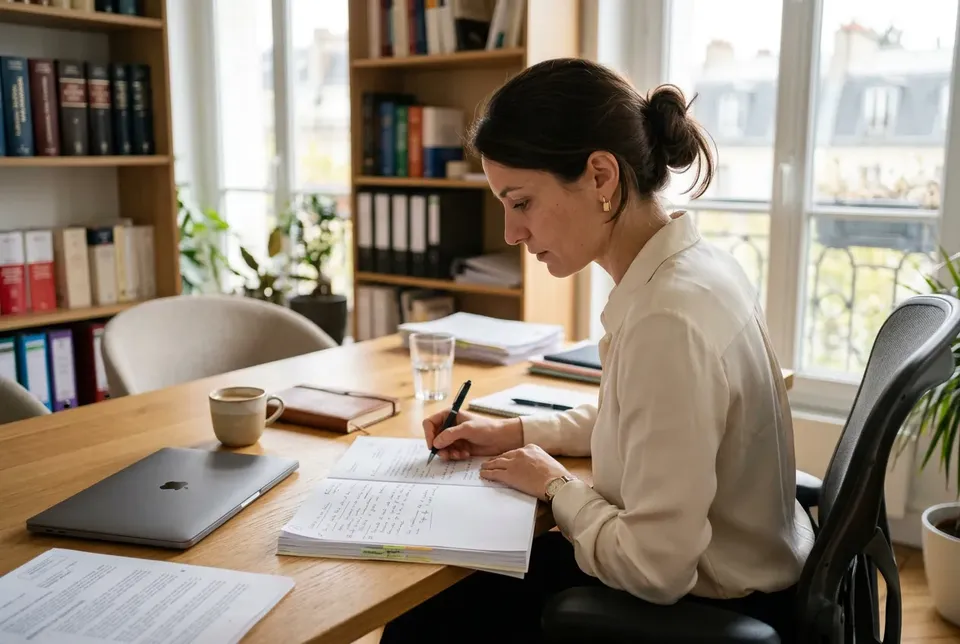 Conseillère vérifiant un dossier